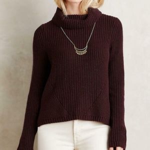 Moth Anthropologie High Low Maroon Turtleneck